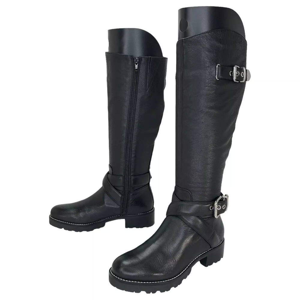 Marc Fisher Knee High Genuine Soft Leather Biker/Motto Style Boots - Black sz6.5 - Picture 4 of 16